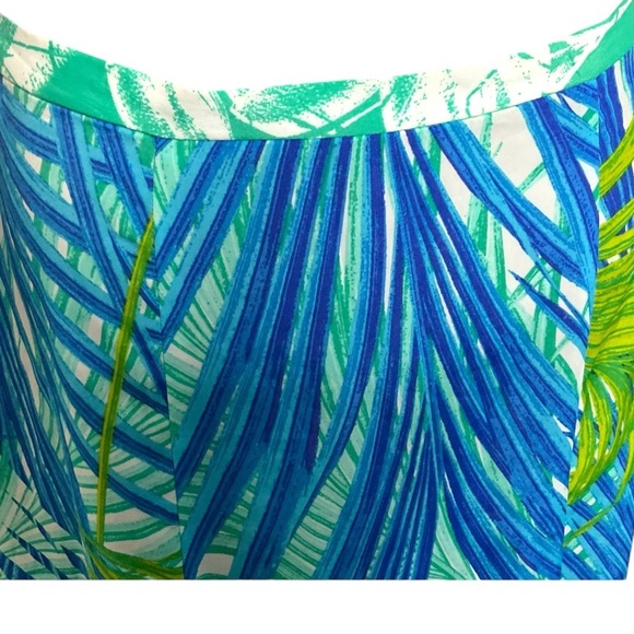 New York & Company Skirt Midi Floral Blue Green Beach Topical Asymmetric SZ XL - Picture 3 of 7